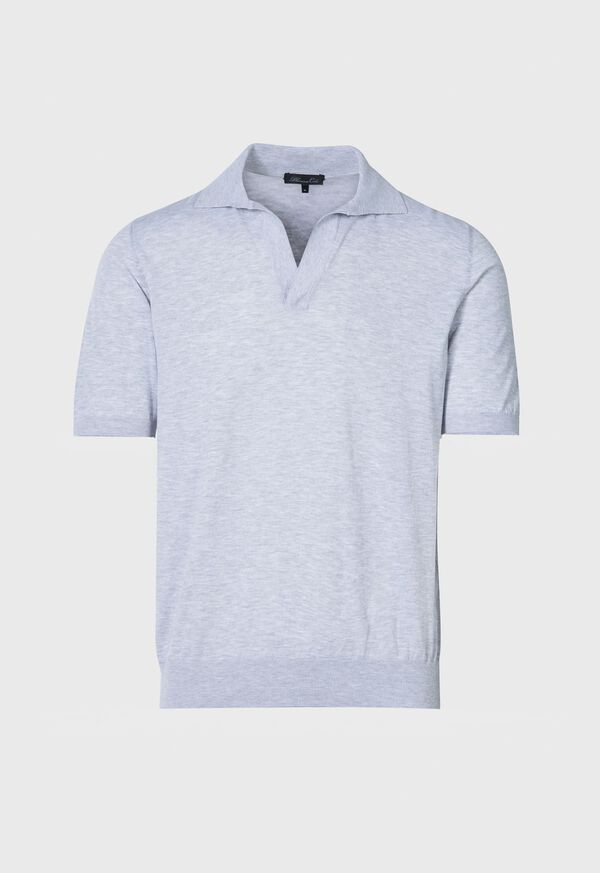 Paul Stuart Cotton Knit Johnny Collar Short Sleeve Shirt