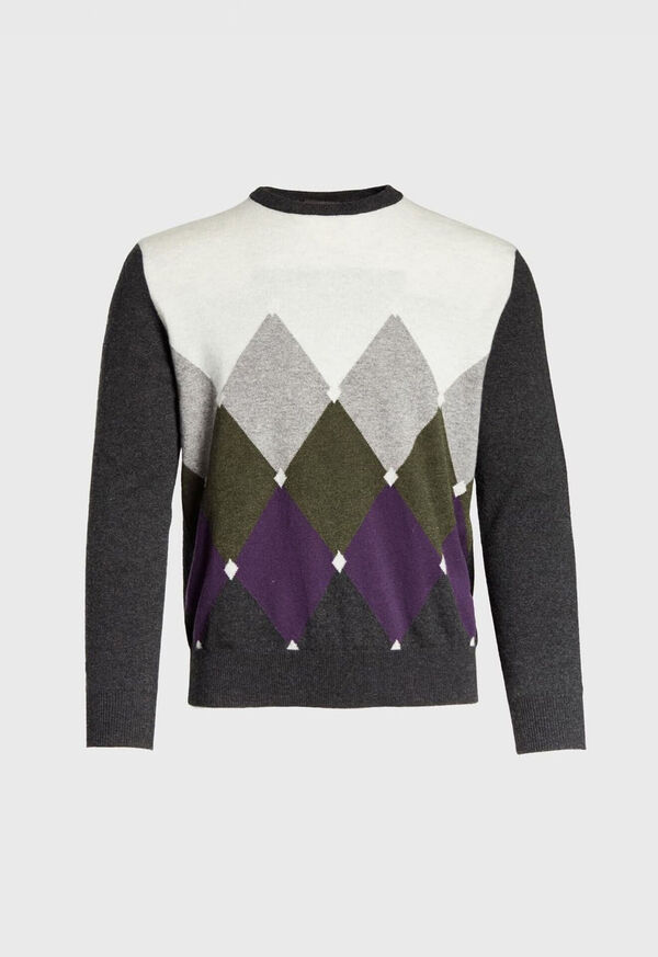 Paul Stuart Diamond Intarsia Cashmere Crewneck, image 1