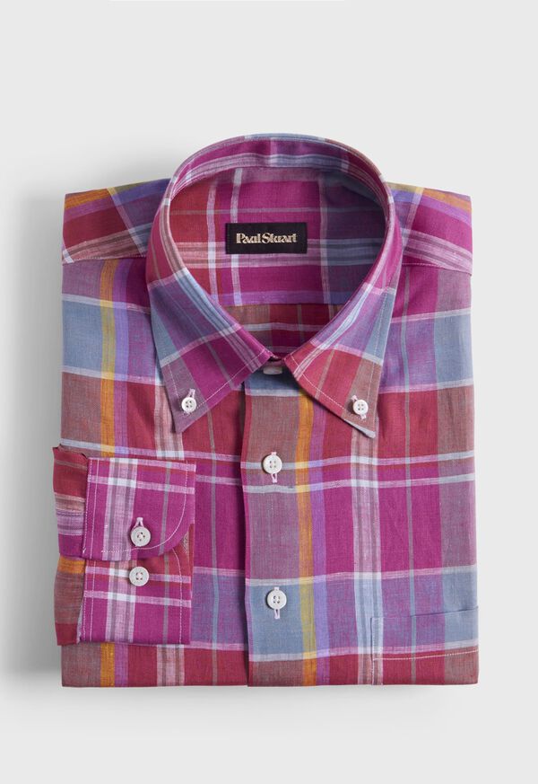Paul Stuart Oversized Plaid Linen Sport Shirt, image 1