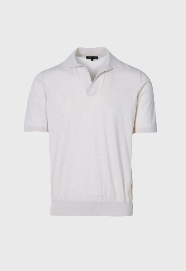 Paul Stuart Cotton Knit Johnny Collar Short Sleeve Shirt