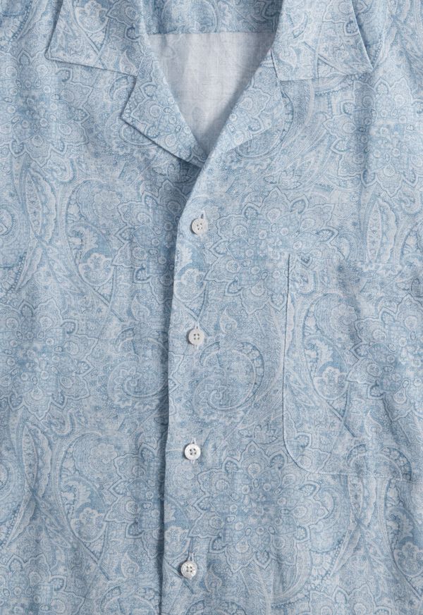Paul Stuart Linen Paisley Print Camp Shirt, image 3