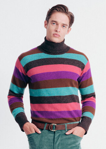 Paul Stuart Wool Multicolor Stripe Turtleneck