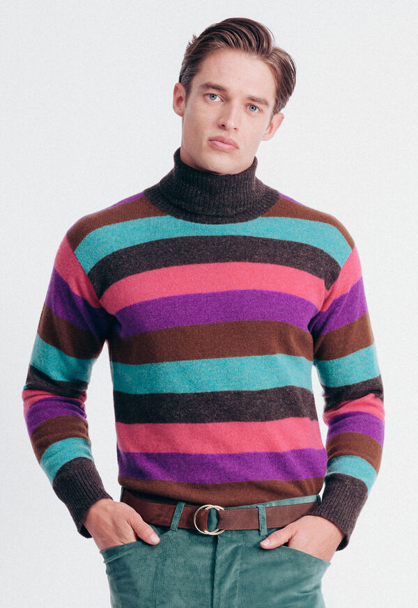 Paul Stuart Wool Multicolor Stripe Turtleneck, image 2