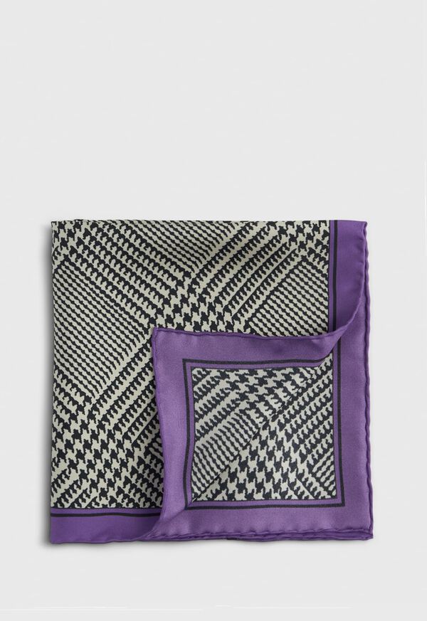 Paul Stuart Printed Silk Plaid Pocket Square, image 1