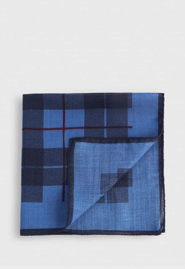 Paul Stuart Printed Wool & Cashmere Plaid Pocket Square, image 1