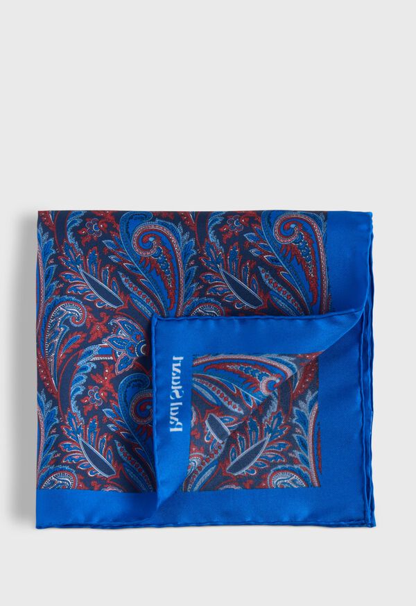 Paul Stuart Printed Silk Paisley Pocket Square, image 1