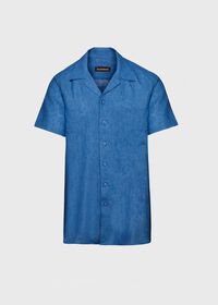 Paul Stuart Blue Linen Camp Shirt, thumbnail 1