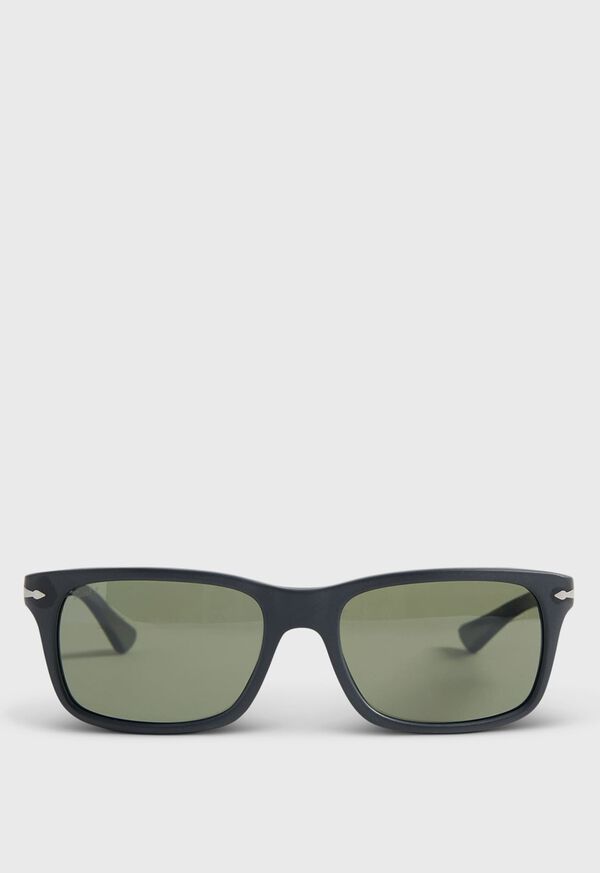 Paul Stuart Persol® Black Sunglasses with Green Lens, image 1