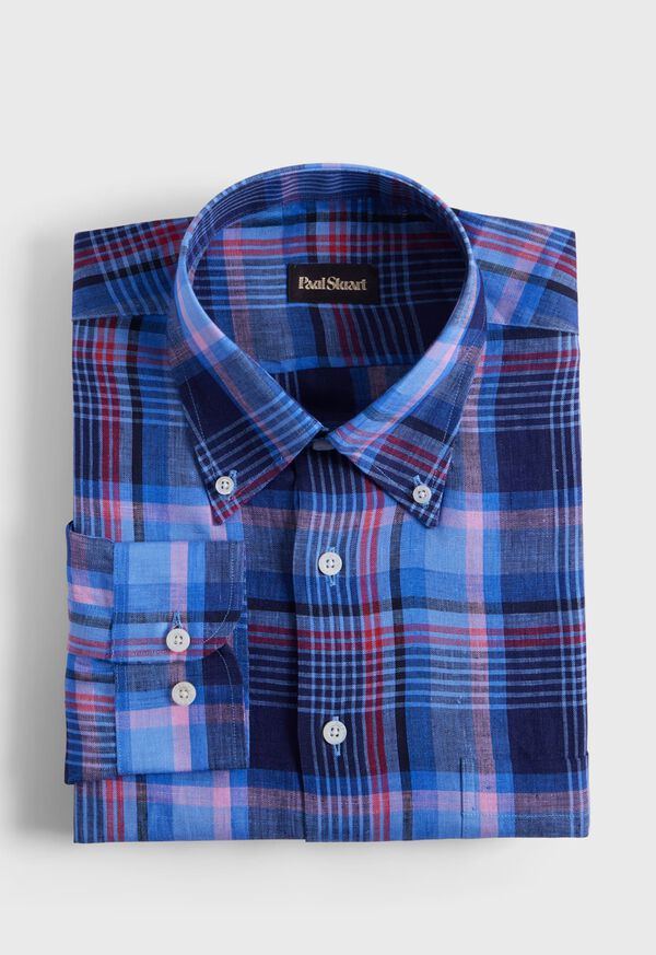 Paul Stuart Linen Plaid Sport Shirt, image 1