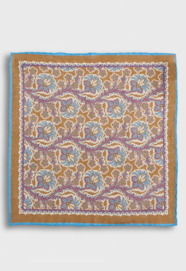 Paul Stuart Linen Paisley Print Pocket Square, image 3