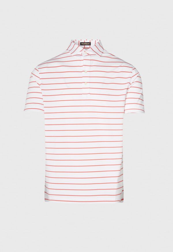 Paul Stuart Pencil Stripe on White Ground Performance Polo, image 1