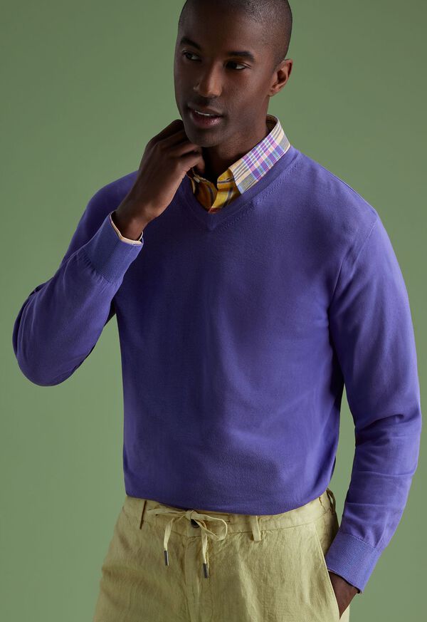 Paul Stuart Fine Gauge Cotton V-Neck Sweater, image 2