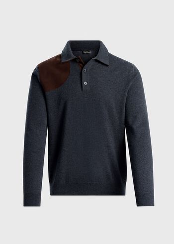 Paul Stuart Cashmere Polo with Suede Trim