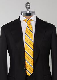 Paul Stuart Silk Yellow Deco stripe Skinny Tie, thumbnail 2