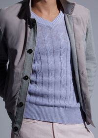 Paul Stuart Cotton Cable V-Neck Pullover, thumbnail 2