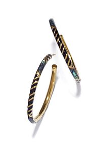 Paul Stuart Jan Leslie Gold Hoop with Abalone Earrings, thumbnail 1