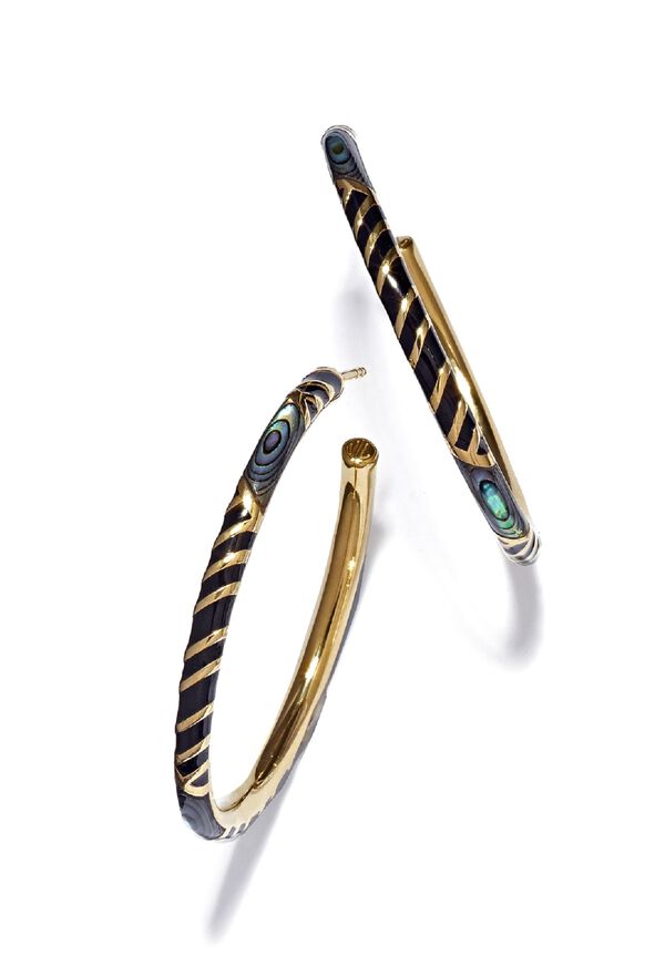 Paul Stuart Jan Leslie Gold Hoop with Abalone Earrings, image 1