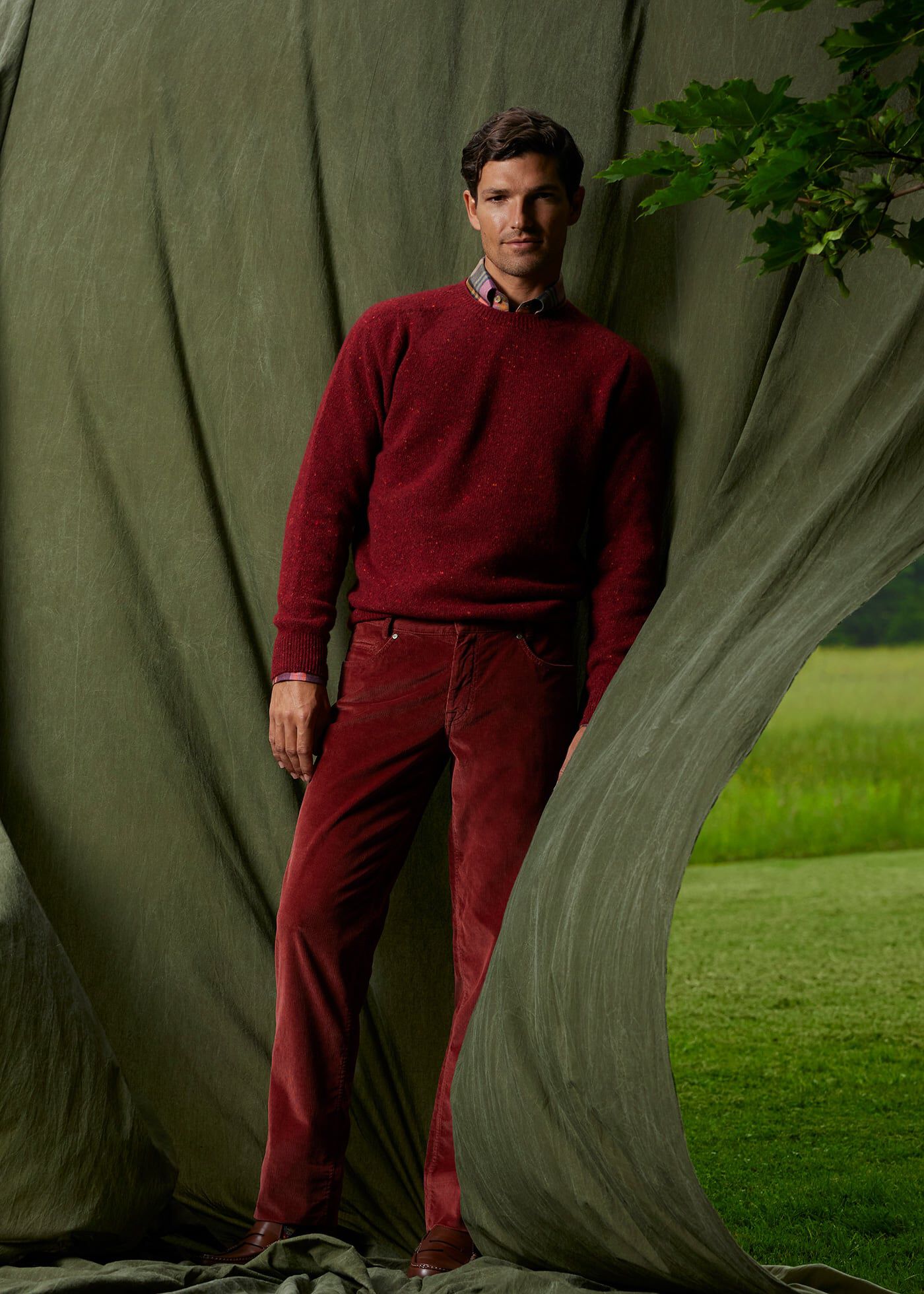 Red sweater clearance green pants