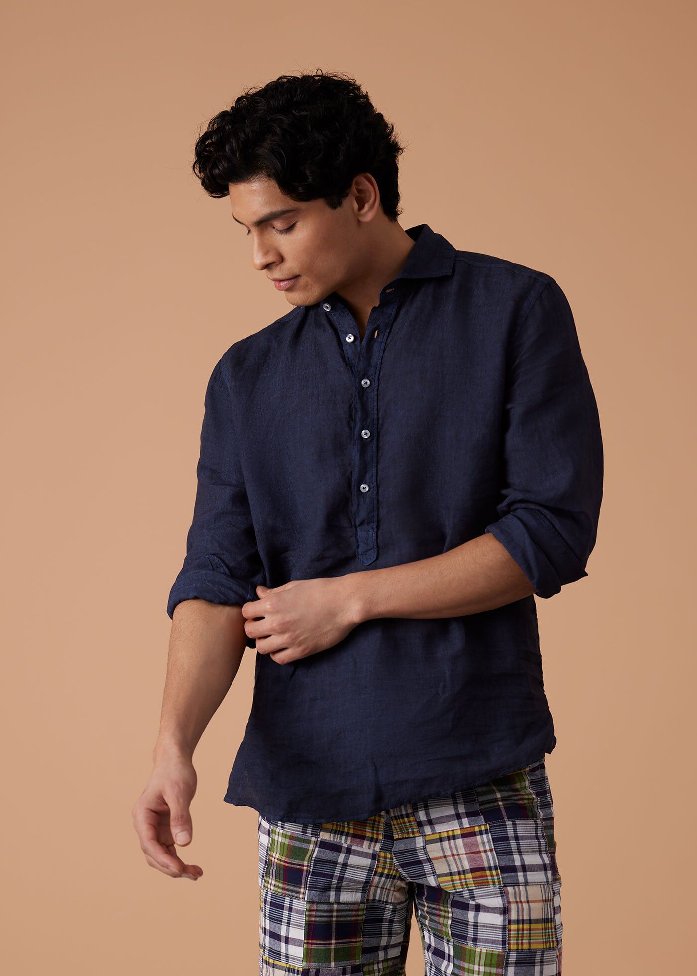 Mens linen sales pullover shirt