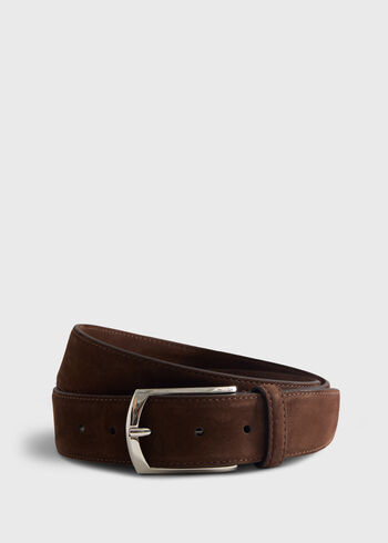 Paul Stuart Nubuck Suede Belt with Gold Buckle