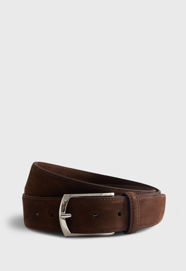 Paul Stuart Nubuck Suede Belt with Gold Buckle, image 1