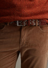 Paul Stuart Cloth and Suede Woven Braided Belt with Crocodile Tabs, thumbnail 2
