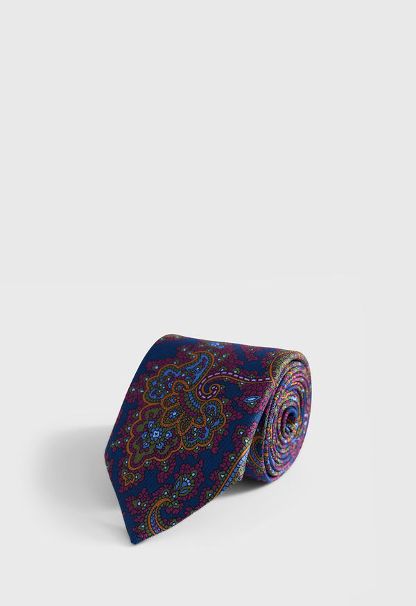Paul Stuart Ornate Paisley Print Silk Tie, image 1