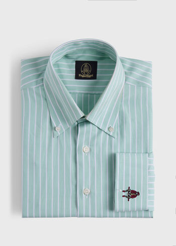 Paul Stuart Wide Striped Oxford Logo Sport Shirt