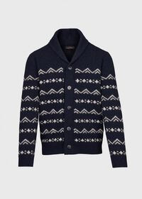 Paul Stuart Wool and Cashmere Blend Blend Jacquard Button Front Cardigan, thumbnail 1