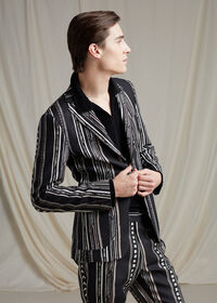 Paul Stuart Black and Tan Linen Stripe Jacket, thumbnail 2