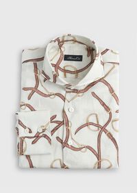 Paul Stuart Linen Printed Belt & Buckle Sport Shirt, thumbnail 1
