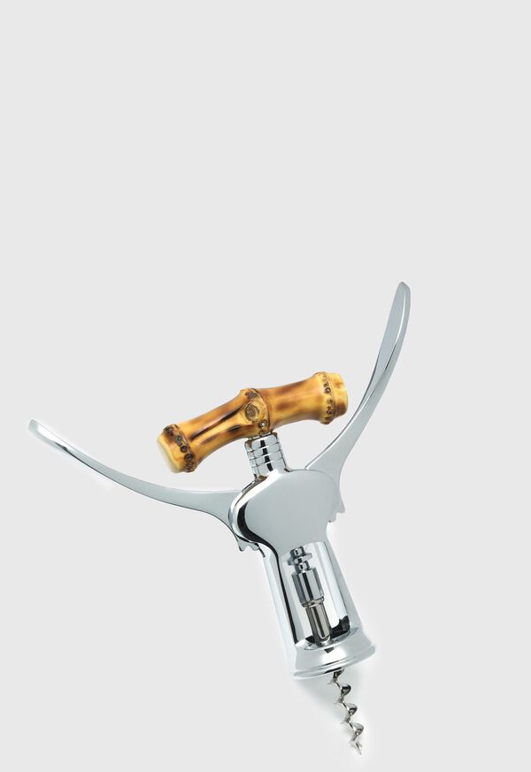 Paul Stuart Bamboo Chrome Plated Brass Double Lever Corkscrew, image 1