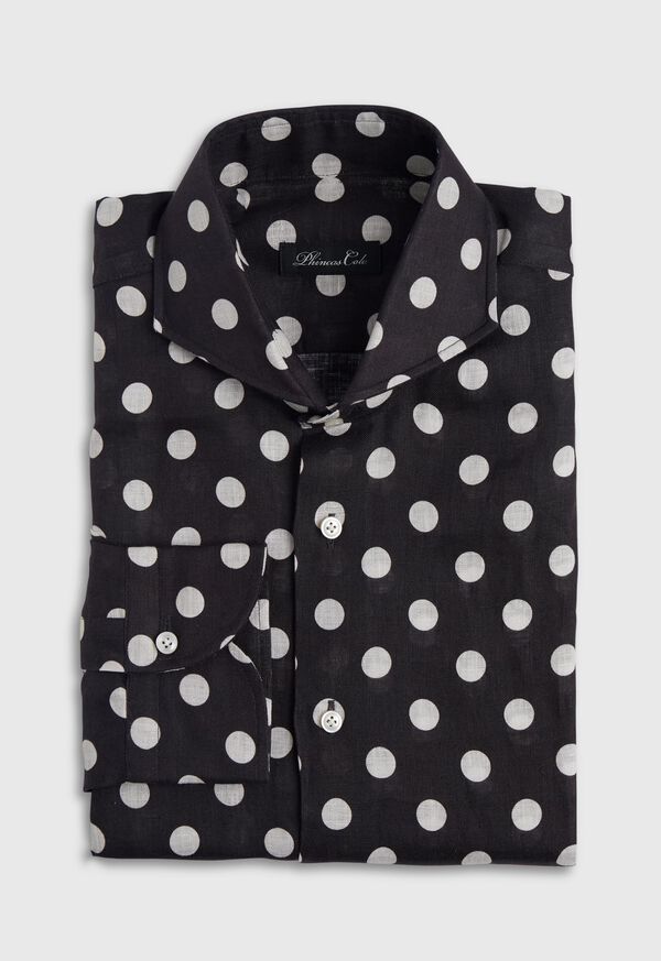 Paul Stuart Black and White Dot Linen Shirt, image 1