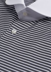 Paul Stuart Black & White Horizontal Stripe White Round Collar Shirt, thumbnail 3