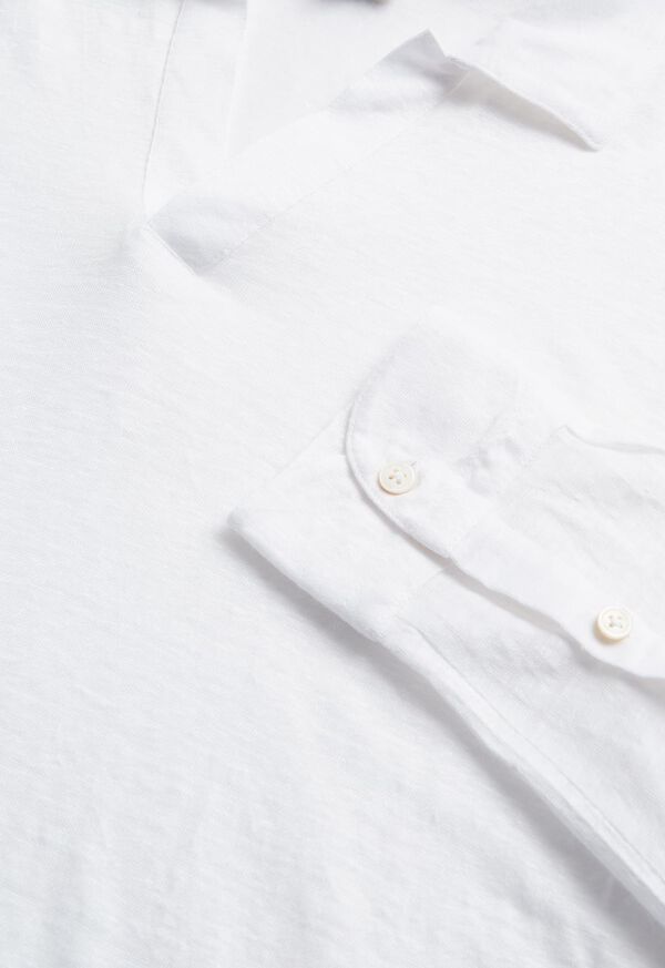 Paul Stuart Linen Johnny Collar Long Sleeve Pullover, image 3