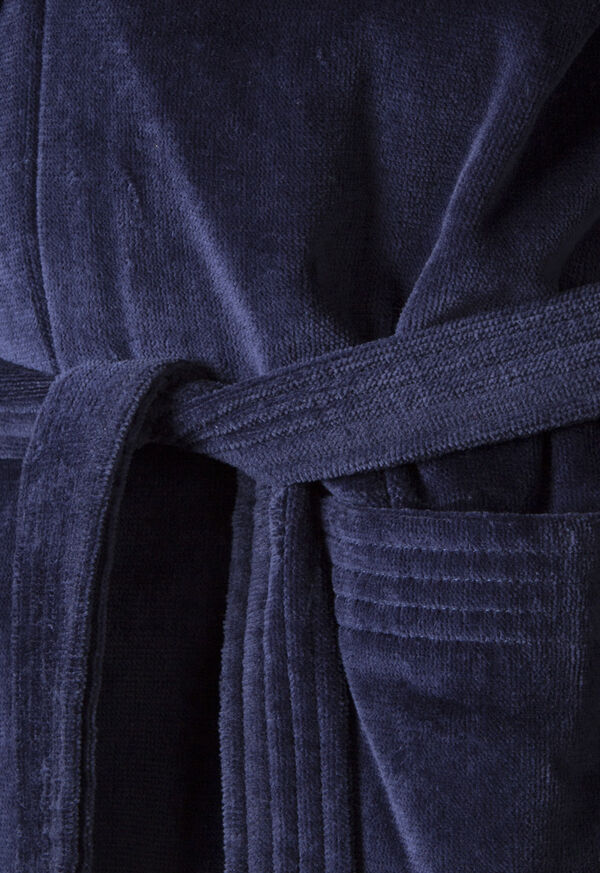 Paul Stuart Navy Terry Cotton Velour Robe, image 2