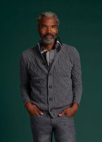 Paul Stuart Wool and Cashmere Cable Knit Cardigan, thumbnail 2