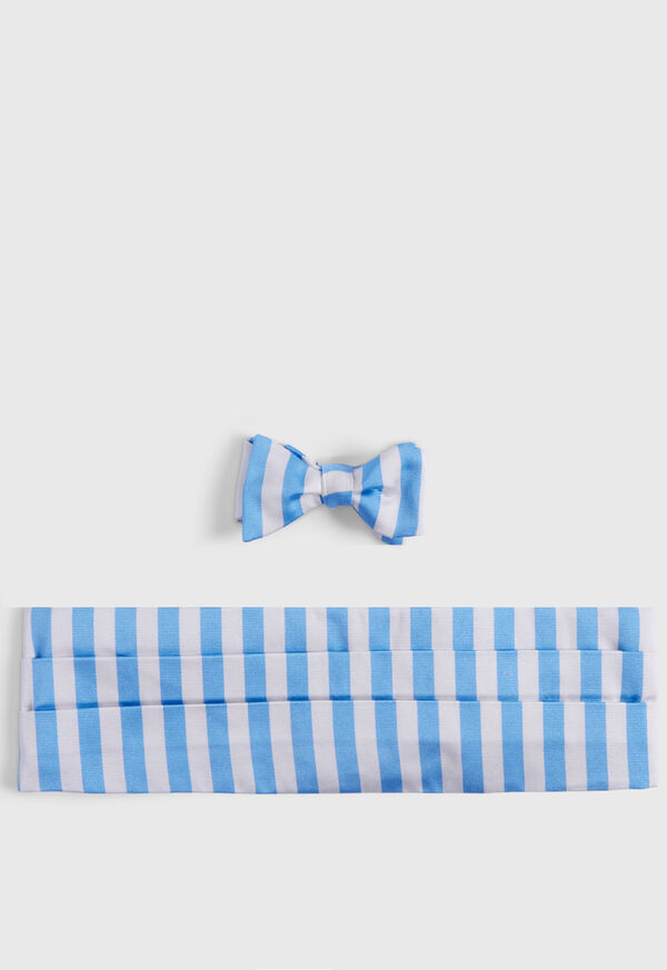 Paul Stuart Two-Tone Striped Bow Tie and Cummerbund Set, image 1