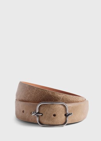 Paul Stuart Textured Leather Belt with Silver Buckle