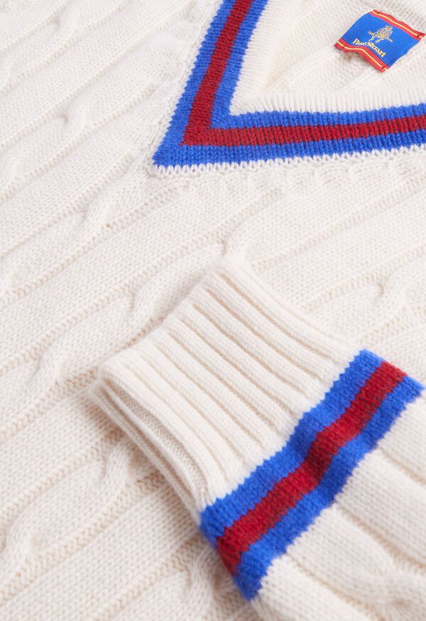 Paul Stuart Striped V-Neck Tennis Sweater, image 3