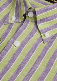 Paul Stuart Linen 2 Color Awning Stripe Sport Shirt, thumbnail 2