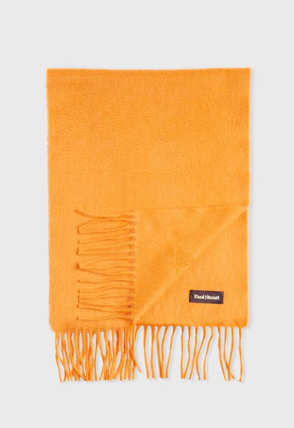 Paul Stuart Cashmere Solid Color Scarf with Embroidered Logo, image 3