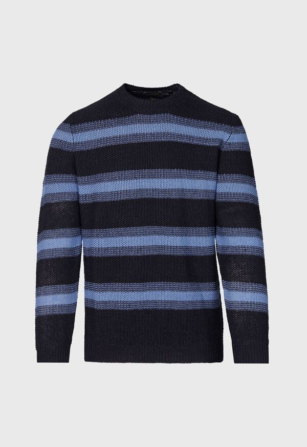Paul Stuart Linen Mélange Stripe Crewneck Sweater