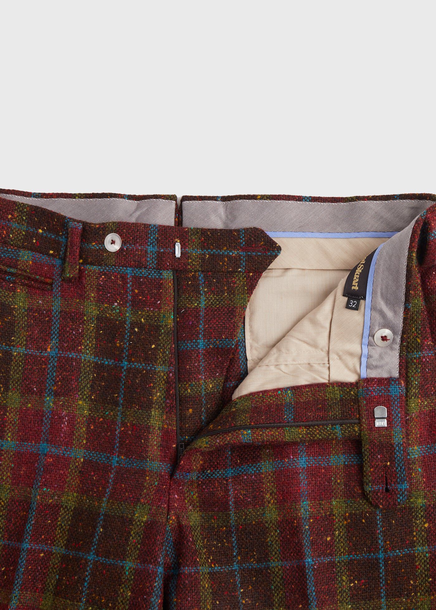 Wool Tweed Plaid Trouser