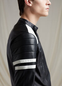 Paul Stuart Black Leather Motorcycle Jacket, thumbnail 4