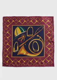 Paul Stuart Equestrian Printed Silk Pocket Square, thumbnail 2