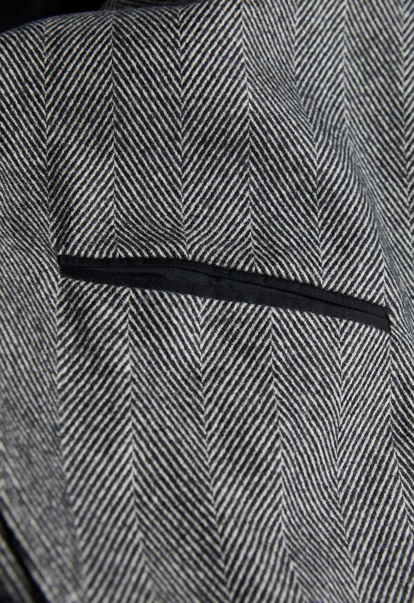 Paul Stuart Black and White Herringbone Coat, image 3