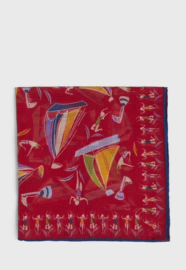 Paul Stuart Vintage Beach Scene Pocket Square, image 2