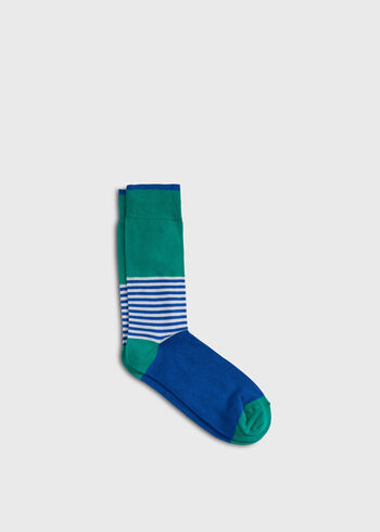 Paul Stuart Colorblock and Stripe Crew Sock