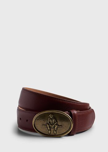 Paul Stuart Man on the Fence Brass Buckle Belt